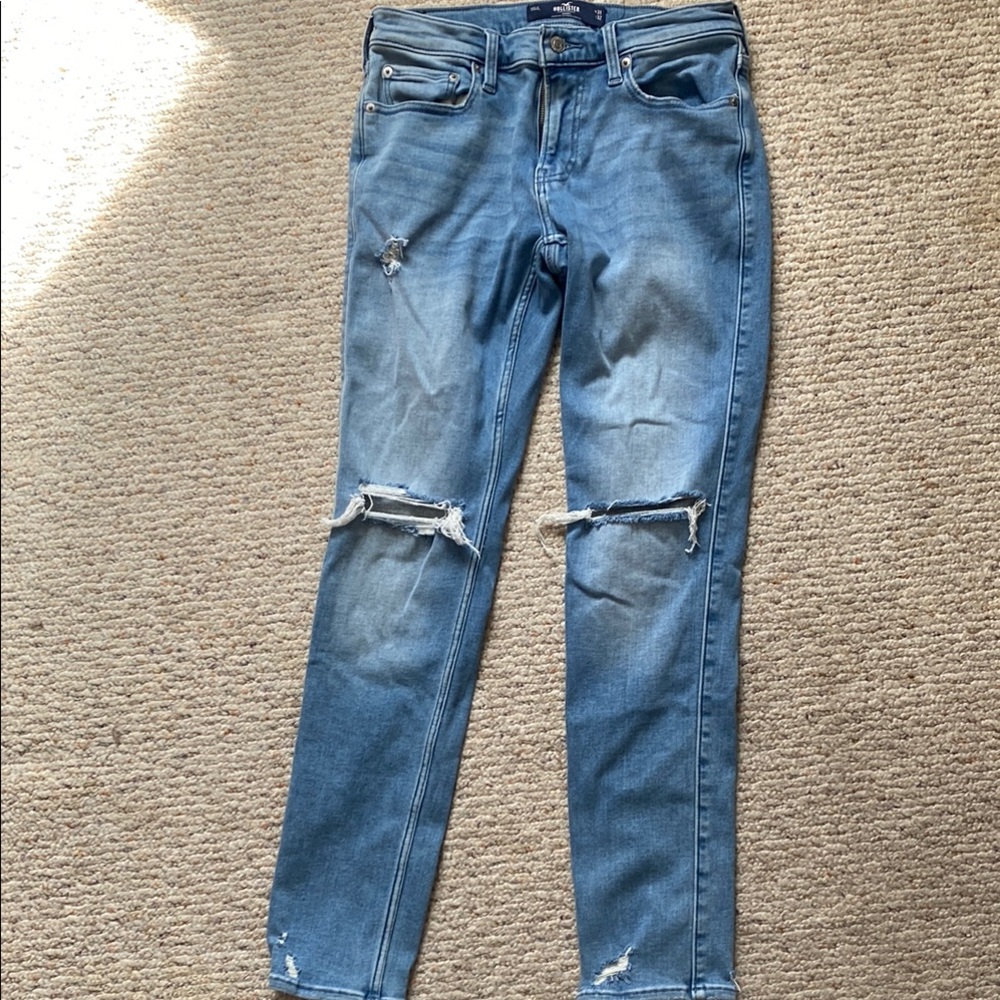 Hollister Blue Skinny Jeans Distressed Style